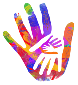 Colorful abstract hands logo